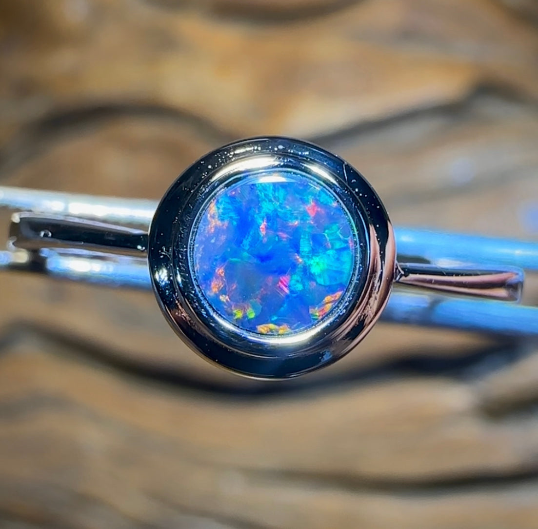 925 - St Silver Double Bezel, Pinched Shank Opal Ring! - Opal Whisperers