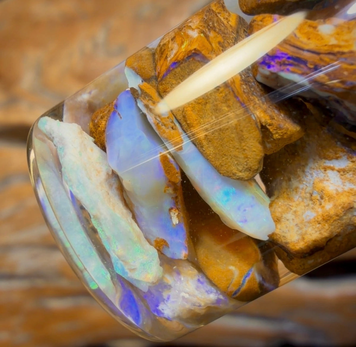 57.1cts - Vial of Yowah Opal Rough w/ Fossil Opal