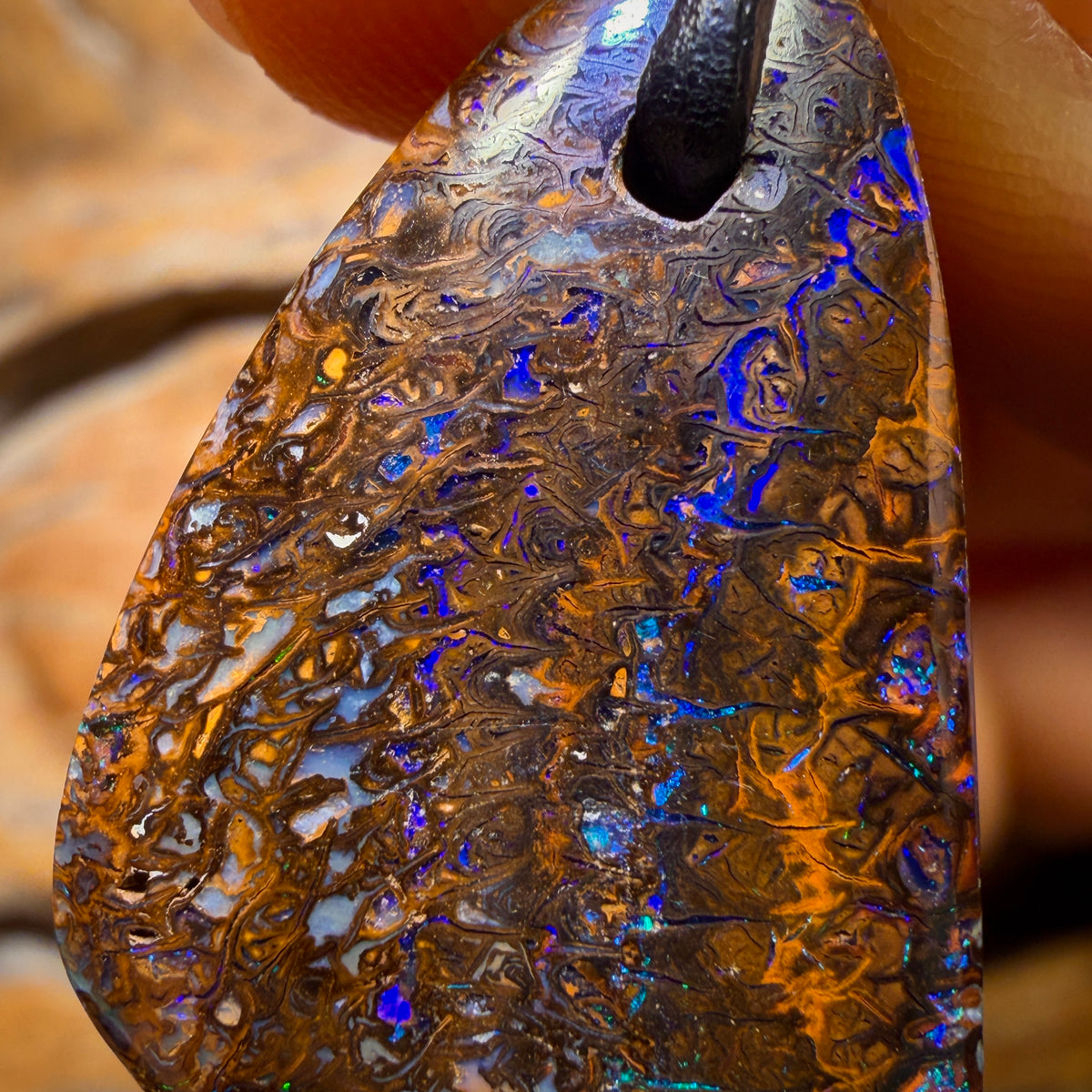 Wildcard! 33 x 19mm - Drilled Tribal Queensland Boulder Opal Necklace