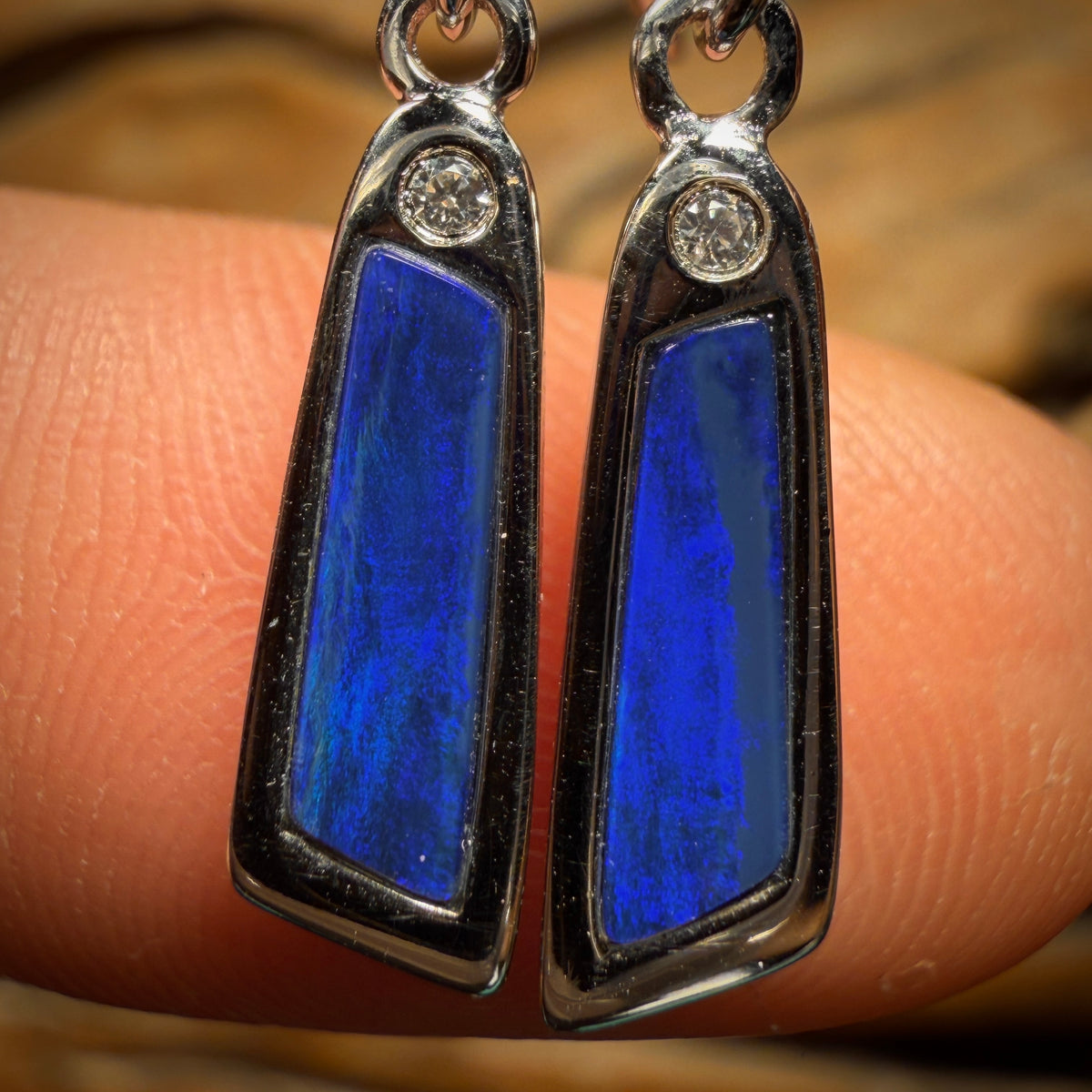 Wild Card! Sterling Silver - Australian Boulder Opal Doublet Hook Earrings
