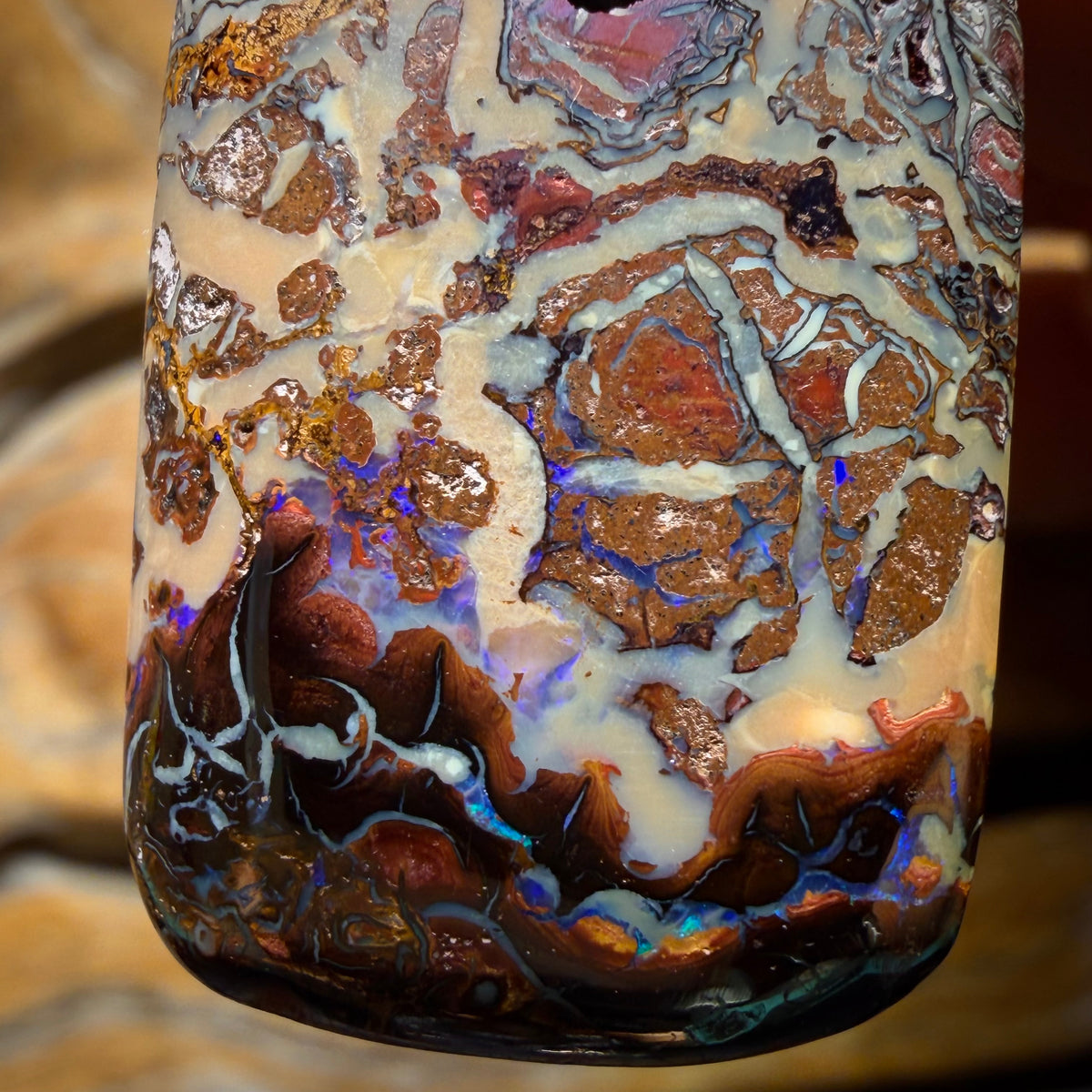 30 x 21mm - Cool Drilled Tribal Queensland Boulder Opal Necklace