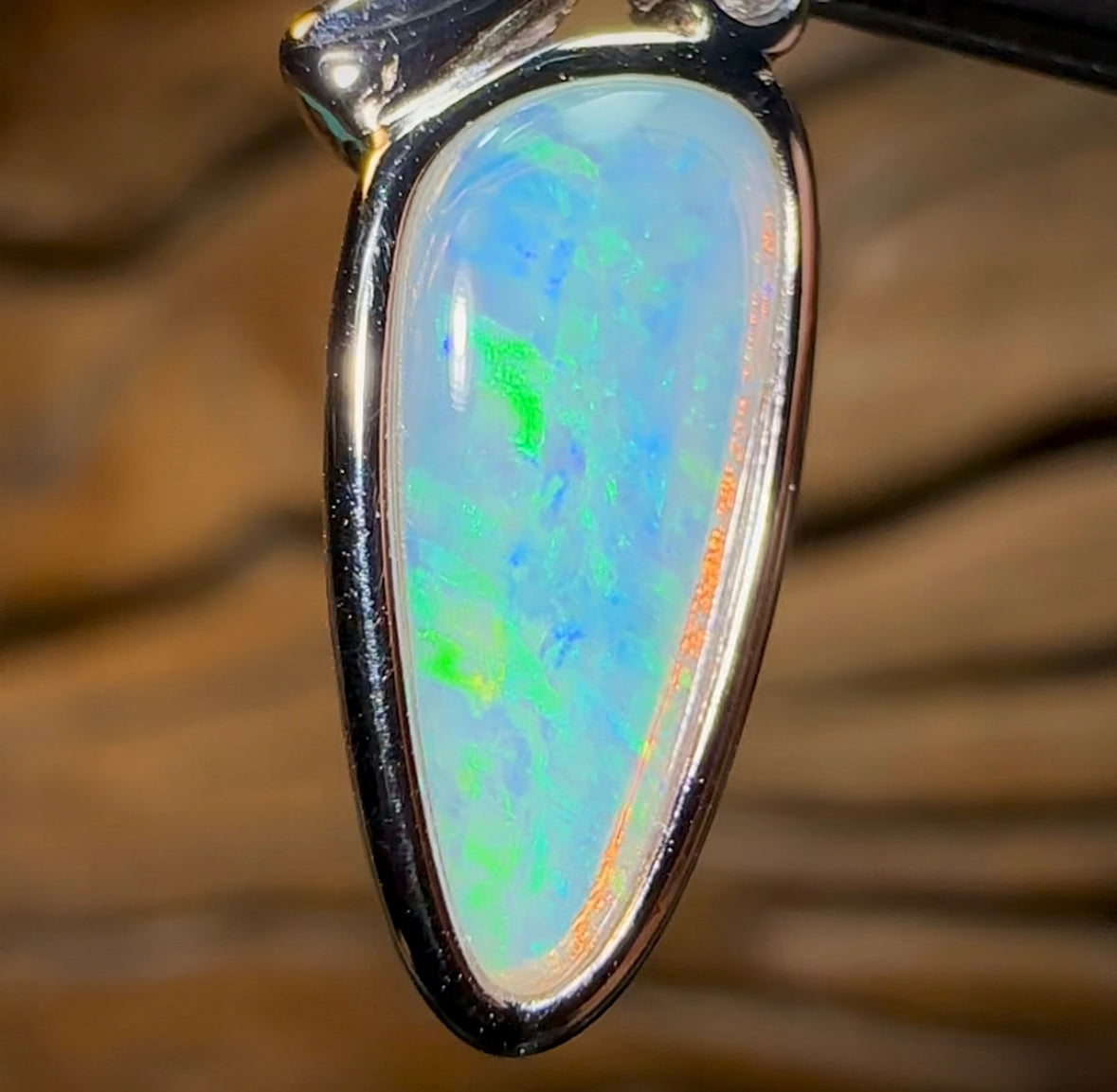 Sterling Silver - Top Solid South Australian Crystal Opal Pendant - Opal Whisperers