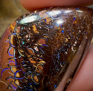 156.2cts - Fire Valley Large Yowah Nut Opal. Tribal Pattern Lanscape