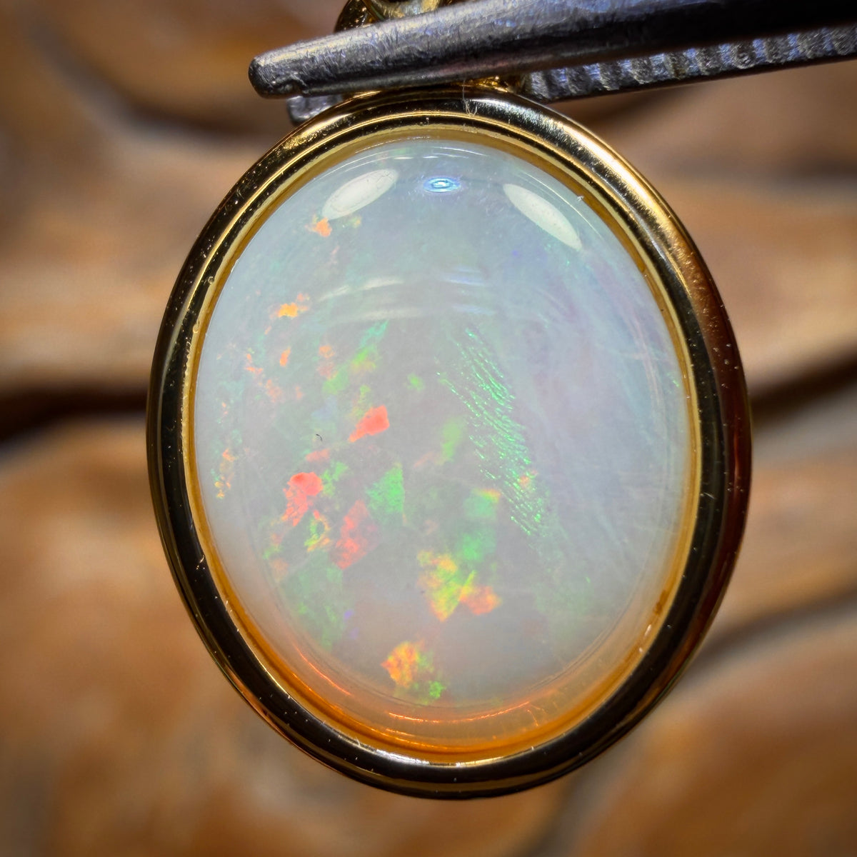 Sterling Silver Gold Plated - Solid South Australian Crystal Opal Pendant