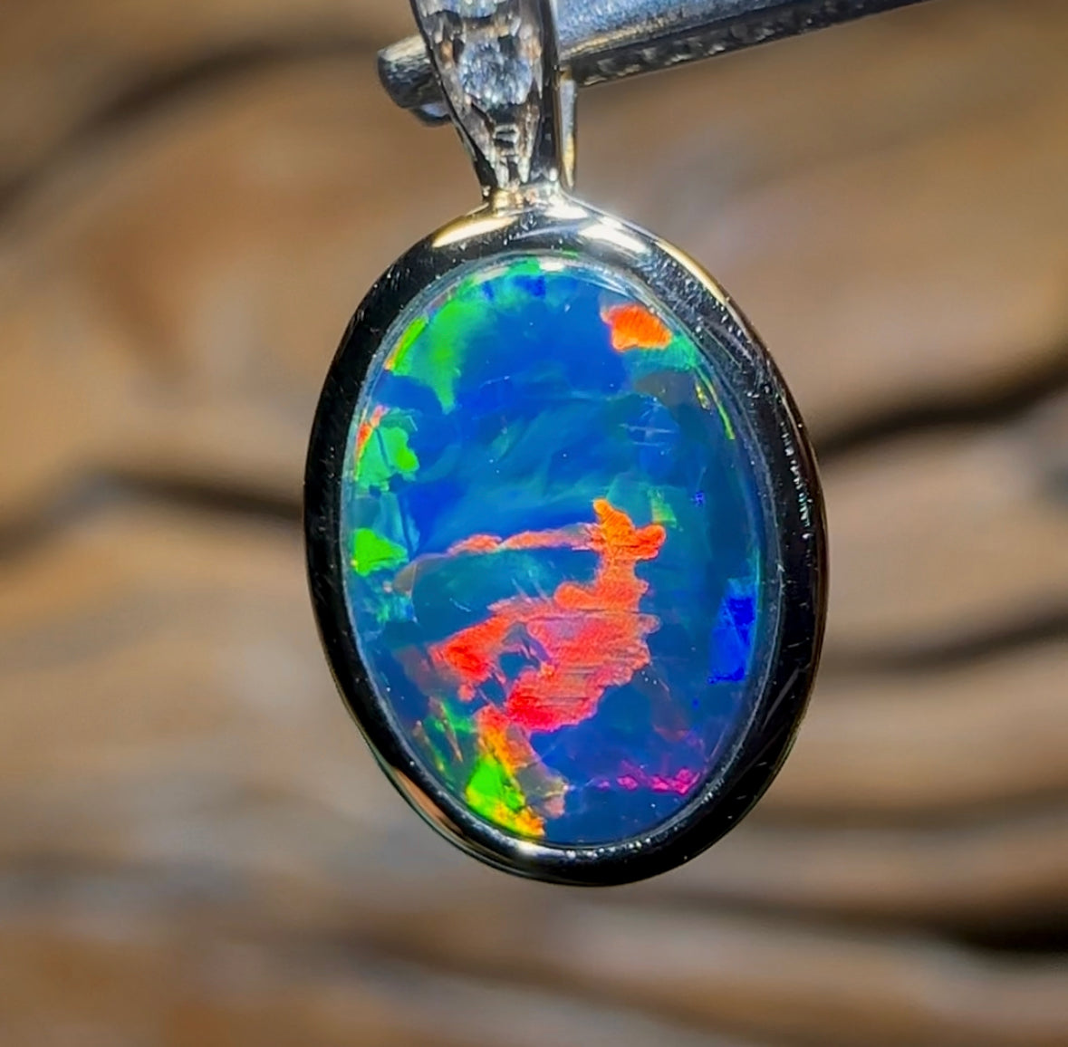 14k Gold - Queensland Boulder Opal Doublet Pendant - Opal Whisperers