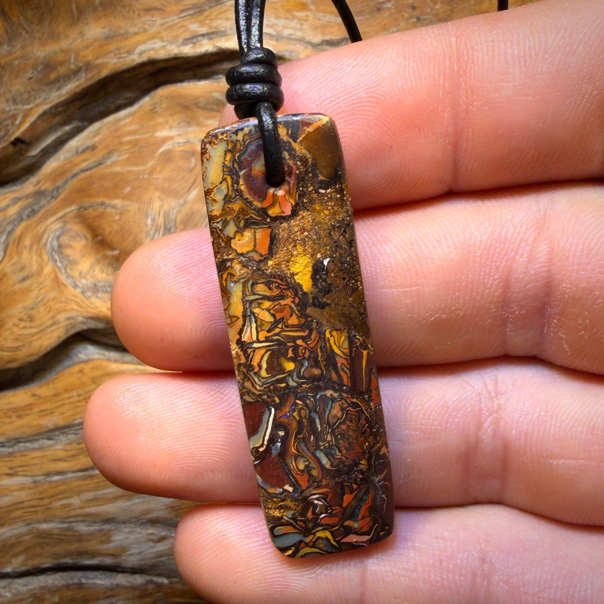 48 x 15mm - Wow Tribal Drilled Queensland Boulder Opal Picture Stone Necklace