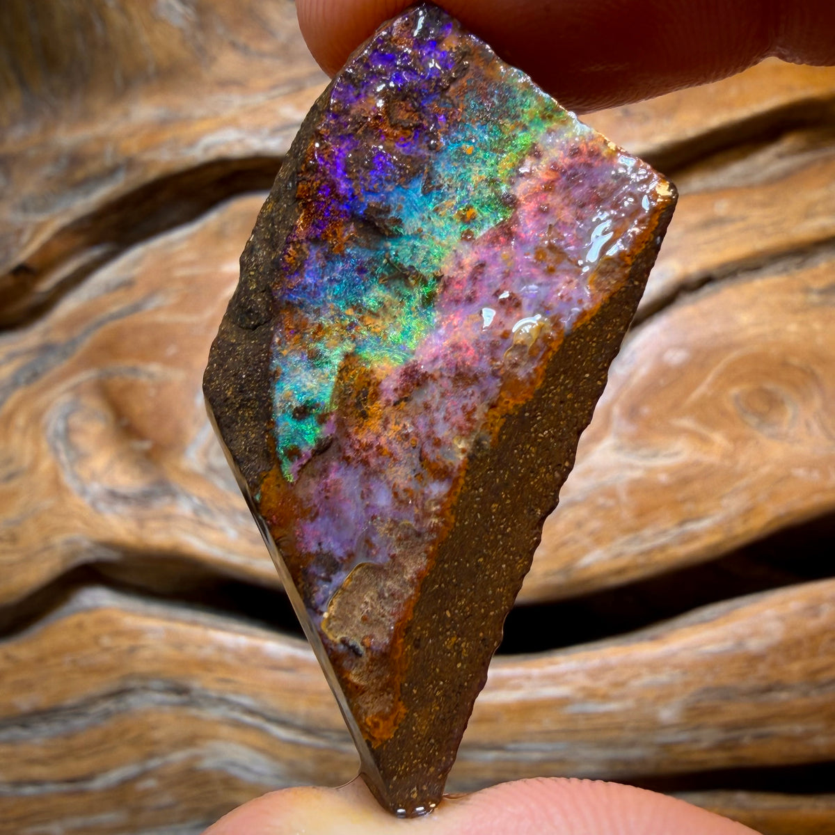 64.1cts - Queensland Boulder Seam Opal Rough Piece. Natural Split