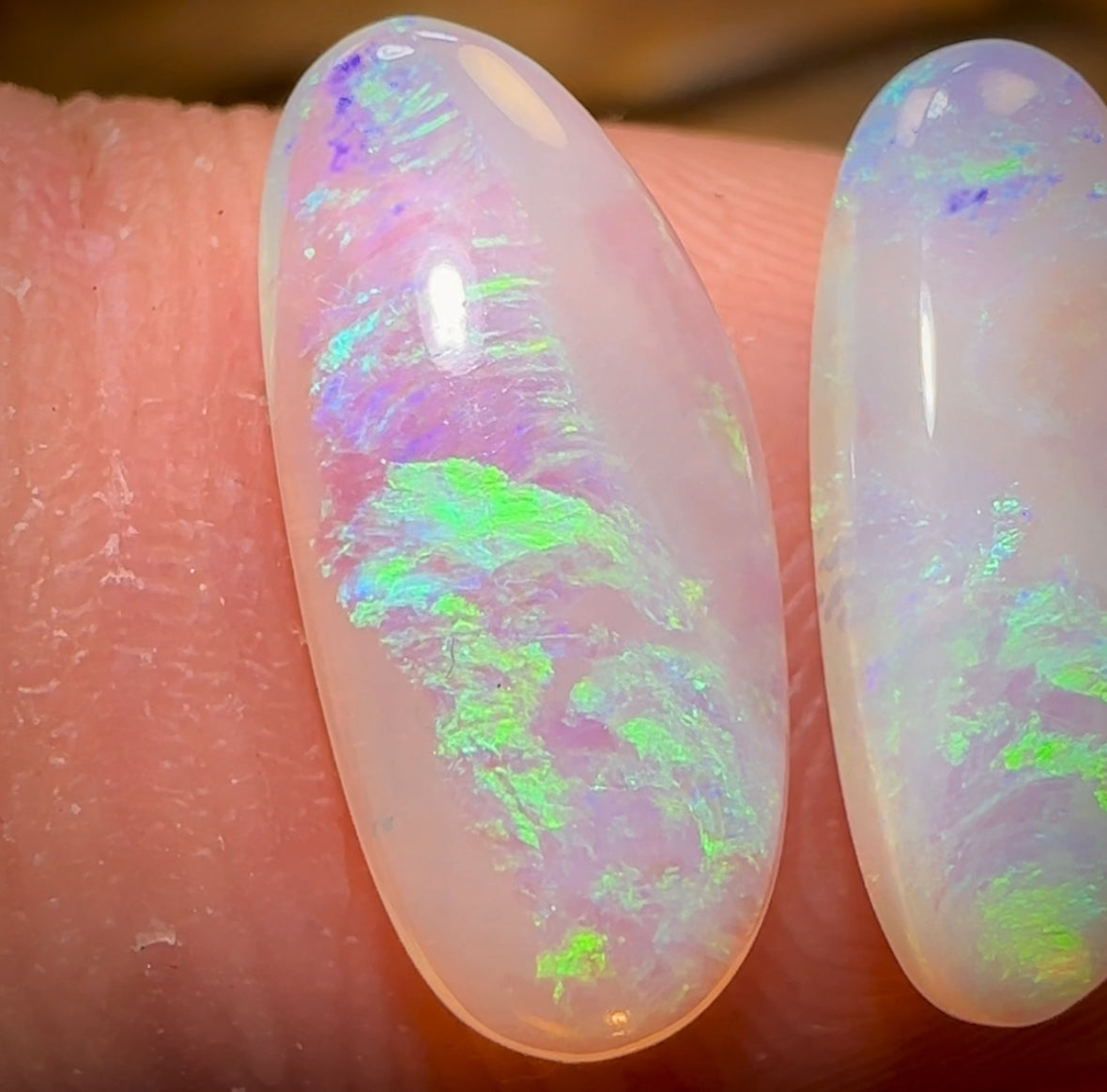 2.9cts - Lightning Ridge Crystal Opal Pair