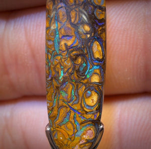 Sterling Silver - Solid Tribal Boulder Opal Pendant UNISEX