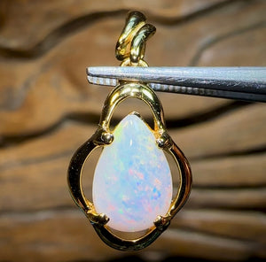 Sterling Silver Plated - Solid South Australian Crystal Opal Pendant. Half Price Free Setting