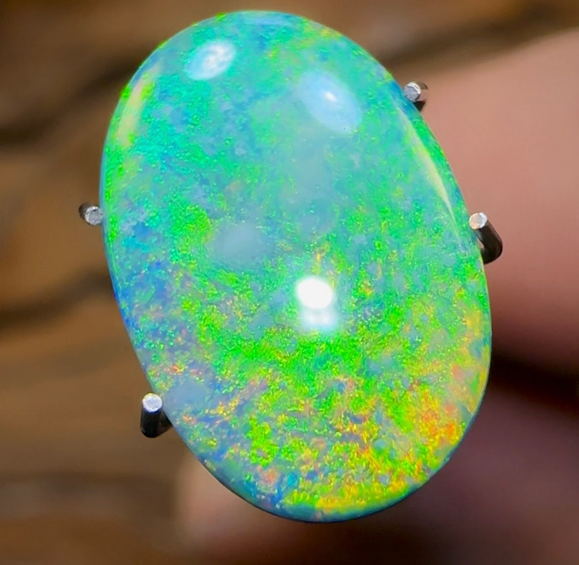 3.6cts - Lightning Ridge Black Opal Doublet. "Chemical Fire" - Opal Whisperers