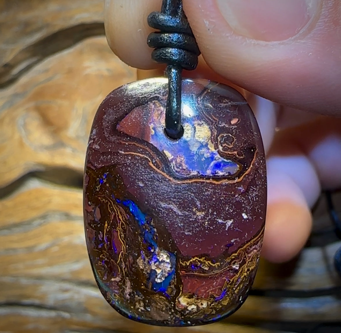 31 x 23mm - Drilled Australian Boulder Opal Necklace