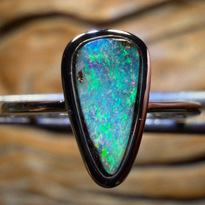 Bargain Card! Sterling Silver - Solid Queensland Boulder Opal Ring