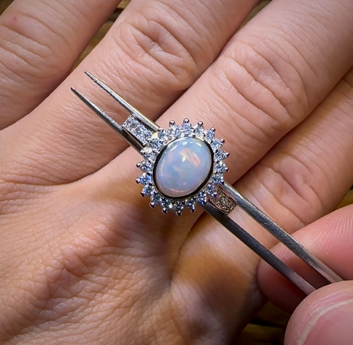 Sterling Silver - South Australian Solid White Opal Ring - Opal Whisperers