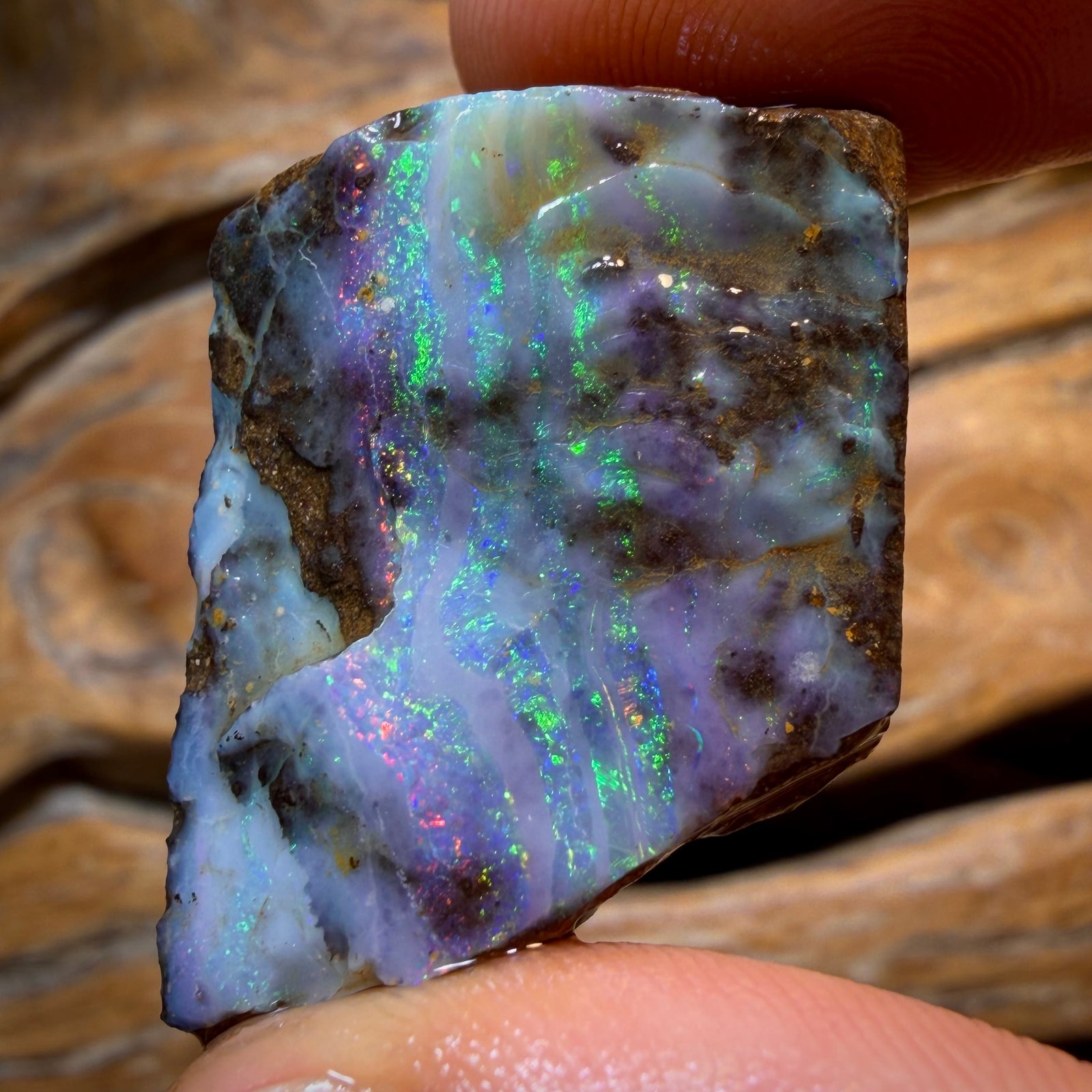 66.3cts - Queensland Boulder Seam Opal Rough Piece. Natural Split