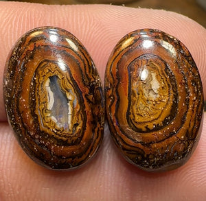 28.6cts - Tribal Pattern Yowah Nut Kernel Opal Pair - Opal Whisperers