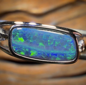 Sterling Silver - Queensland Boulder Opal “Landscape” Doublet Ring Unisex