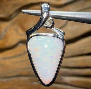 Silver - Solid South Australian White Opal Pendant - Opal Whisperers