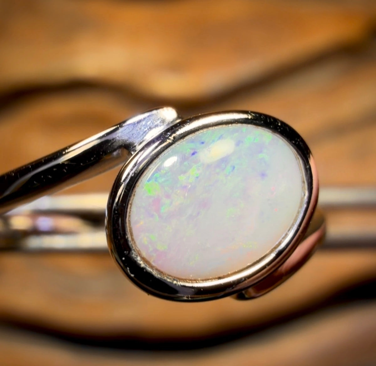 Bague en argent sterling avec opale de cristal d'Australie du Sud