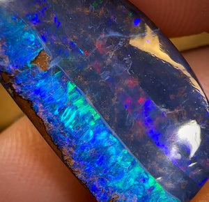 22.6cts - GEM Queensland Boulder Seam Opal Midnight Blue Seascape with Red Fire