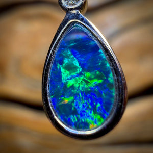14k White Gold - Queensland Boulder Opal Doublet Pendant