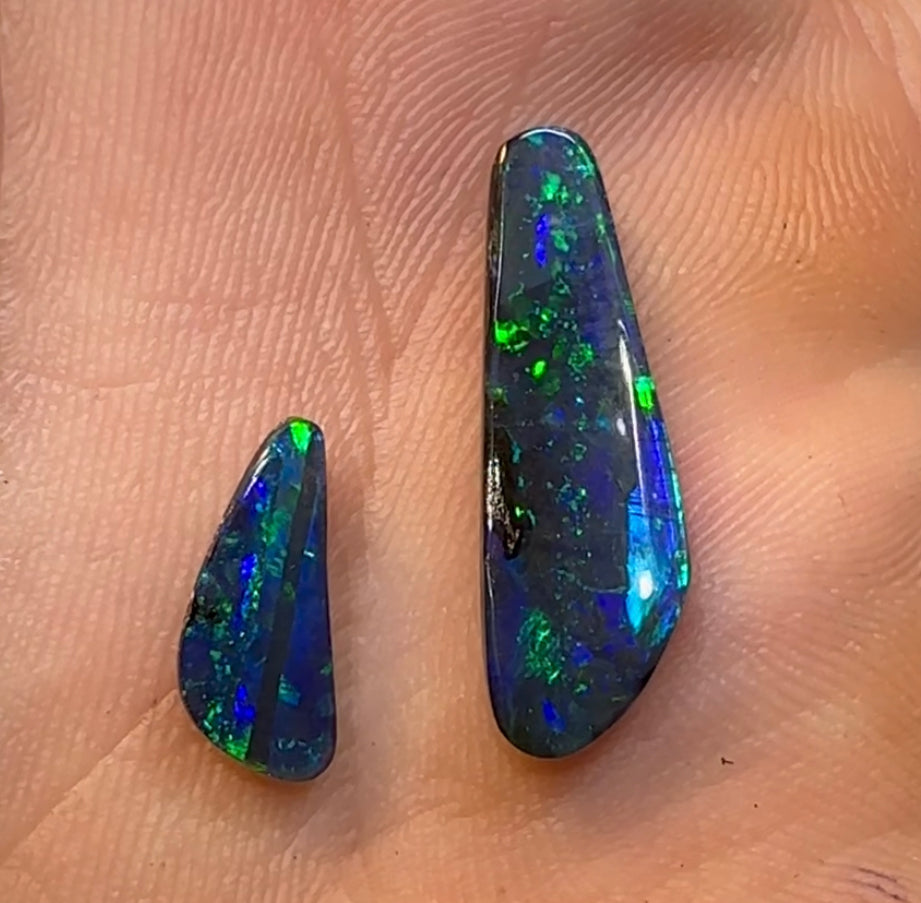 6.3cts - Beautiful Black Boulder Opal Pair - Opal Whisperers