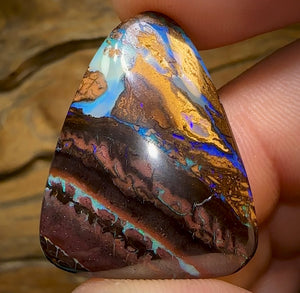 47.2cts - Double Sided Australian Boulder Opal. “Lightning over outback”Landscape Pattern