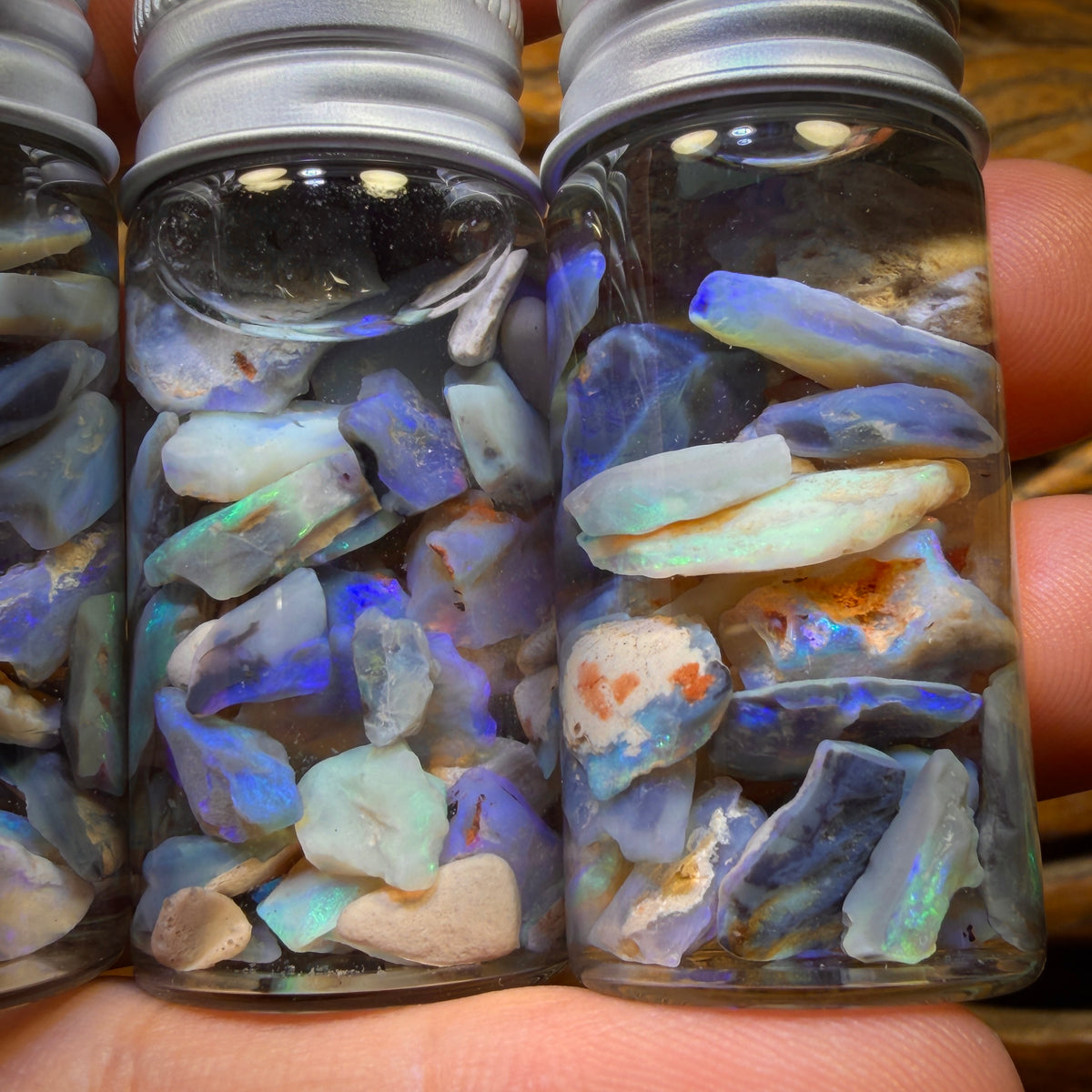 45cts Lightning Ridge Opal Rough Chip Vials. BULK LISTING