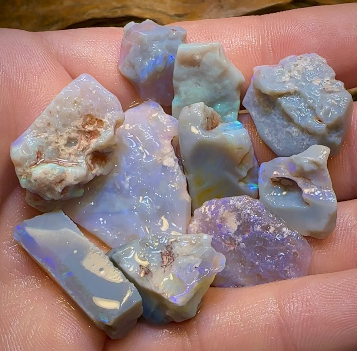109cts - 10x Lightning Ridge Crystal and Dark Opal Rough Parcel - Opal Whisperers