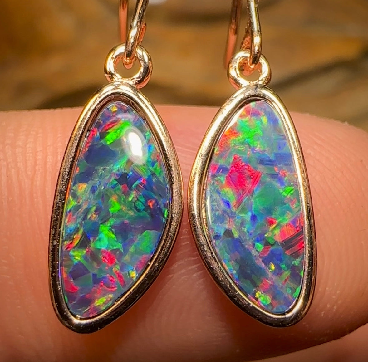 St. Silver plated - Multifire🔥Queensland Boulder Doublet Hook Earrings - Opal Whisperers
