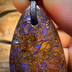 38 x 22mm - Drilled Tribal Queensland Boulder Opal Necklace
