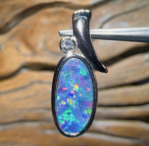 Silver - Queensland Boulder Opal Doublet Pendant - Opal Whisperers