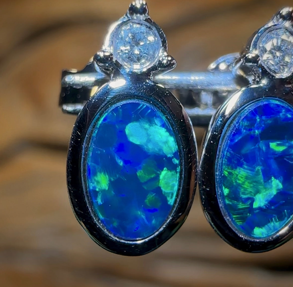 14k White Gold - Classic Queensland Boulder Doublet Earrings - Opal Whisperers