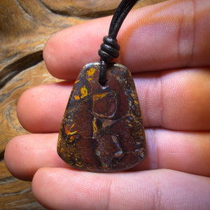 Wild Card! 33 x 26mm - Drilled Tribal Queensland Boulder Opal Necklace