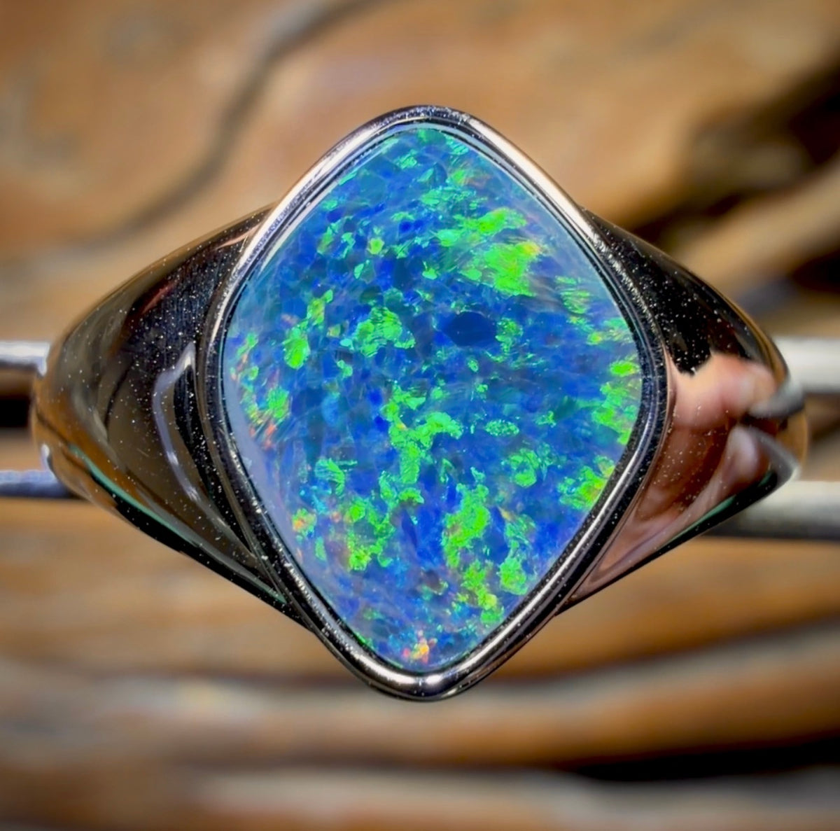 14k White Gold - Queensland Boulder UNISEX Opal Doublet Ring