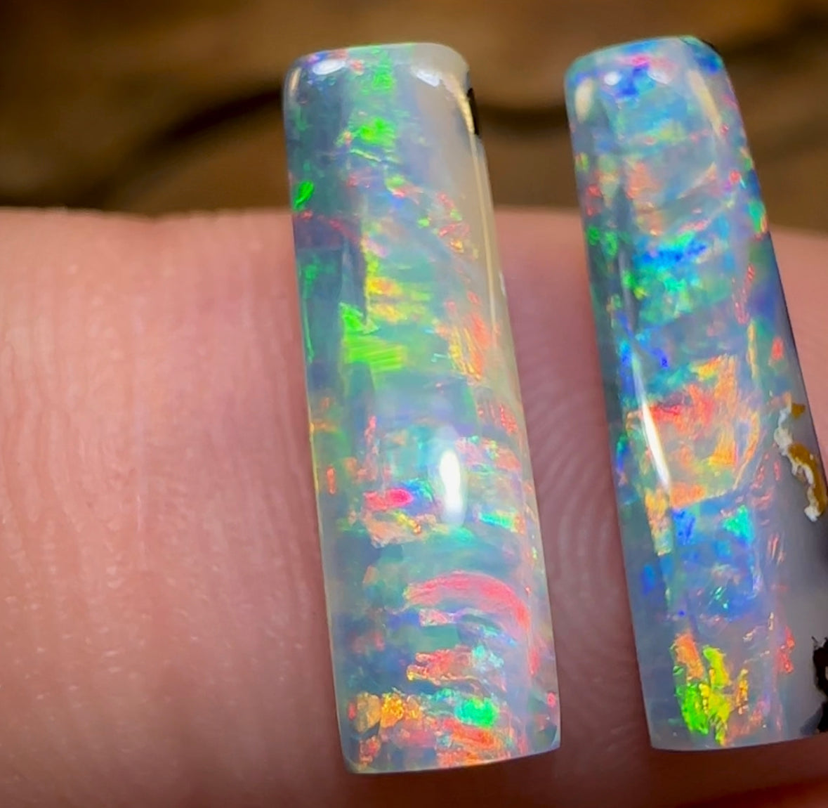 4.6cts - GEM Queensland Boulder SOLID Seam Opal Pair - Opal Whisperers