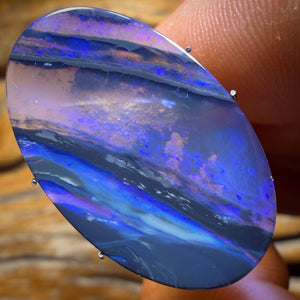 Art of Opal Card! 10.4cts - Big Lightning Ridge Semi Black Opal Picture Stone