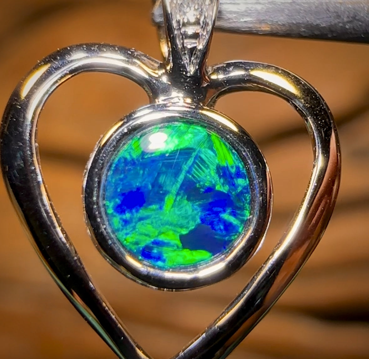 14k White Gold - Queensland Boulder Opal Doublet Pendant