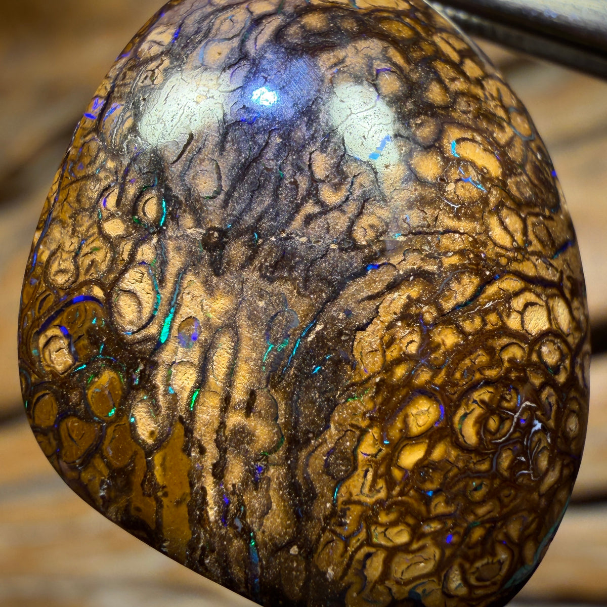 Solid Tan Tribal Queensland Boulder Opal Pendant