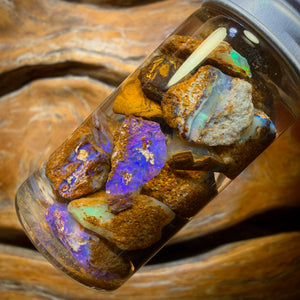 69.4cts - Jar of Yowah Nut Opal Rough w/ Fossil Opal
