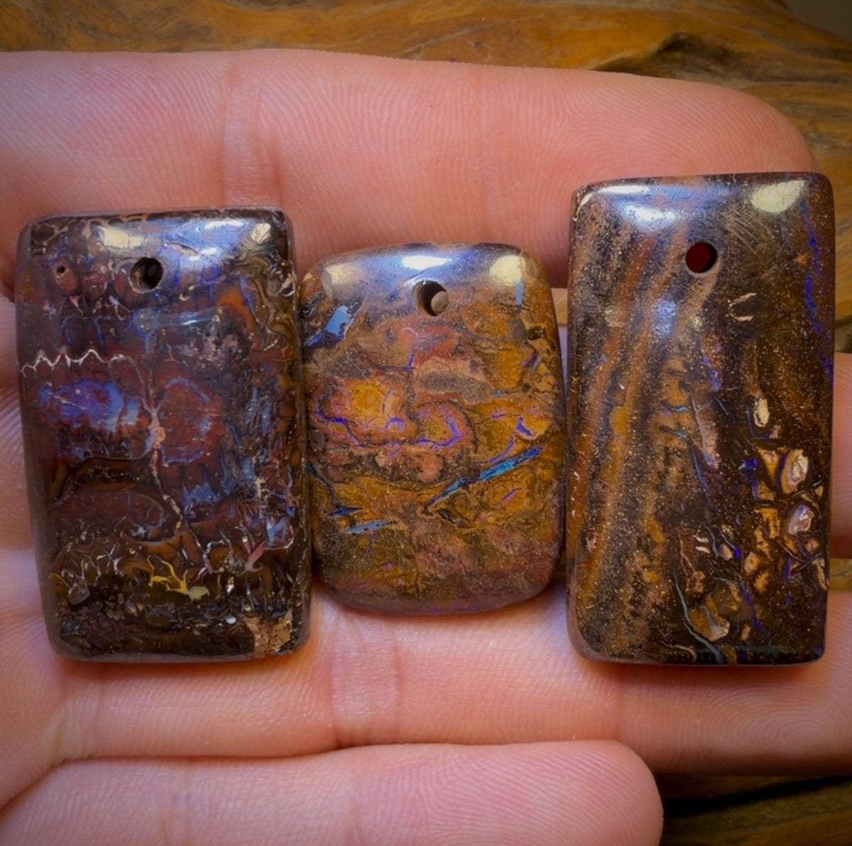 196.7cts - 3x Drilled Queensland Boulder Opals. Wholesale Parcel