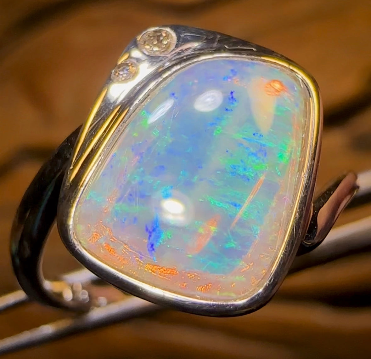 Sterling Silver - South Australian Crystal Opal Ring - Opal Whisperers