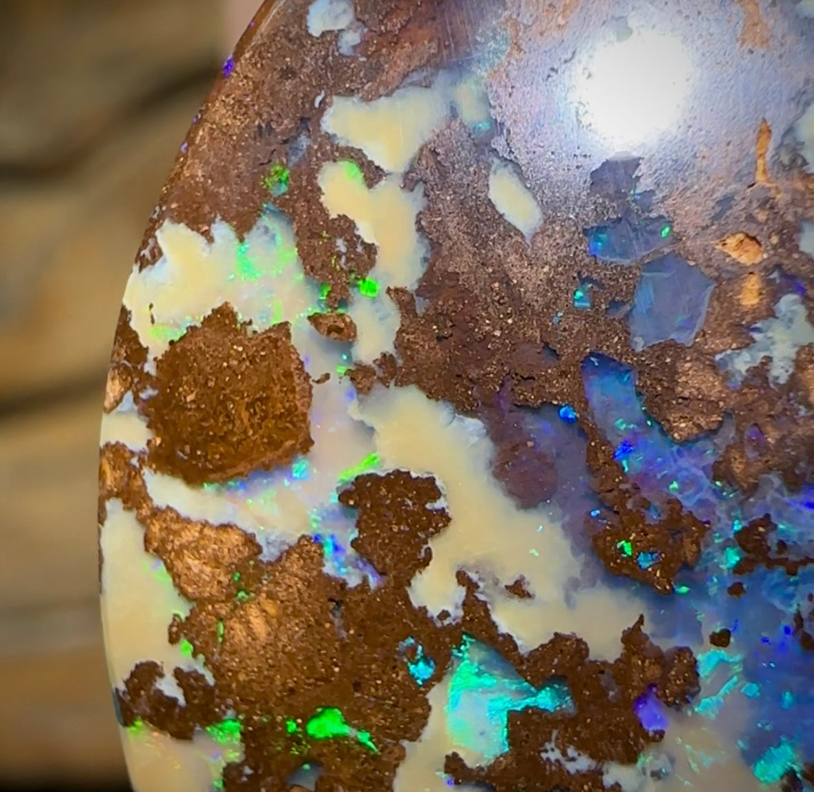 37 x 21mm - Drilled Boulder Opal Necklace. Reef Pattern - Opal Whisperers