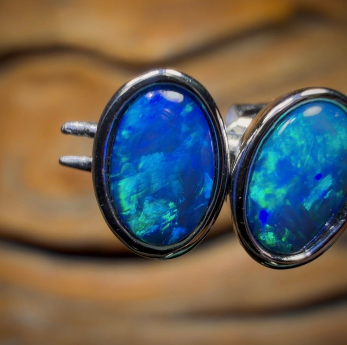 14k White Gold - Classic Queensland Boulder Doublet Earrings Old Gold Price