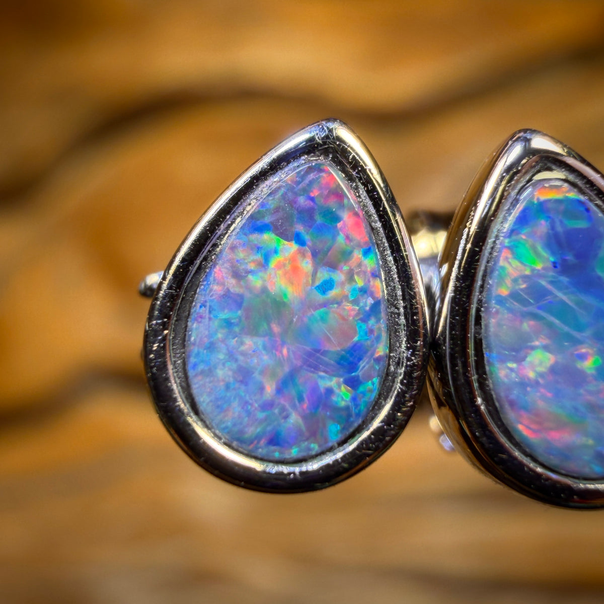 Sterling Silver - Australian Boulder Opal Doublet Stud Earrings