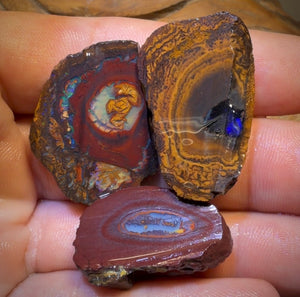 🔒126cts - 3x Yowah Nut Partial Crystal Centre Rough Specimen Parcel