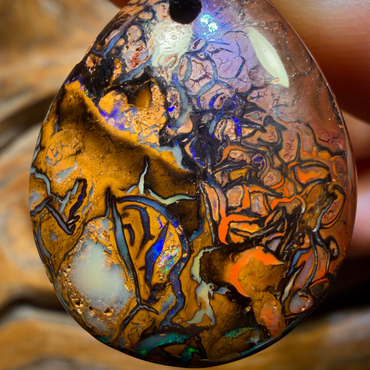 30 x 23mm - Drilled Tribal Queensland Boulder Opal Necklace
