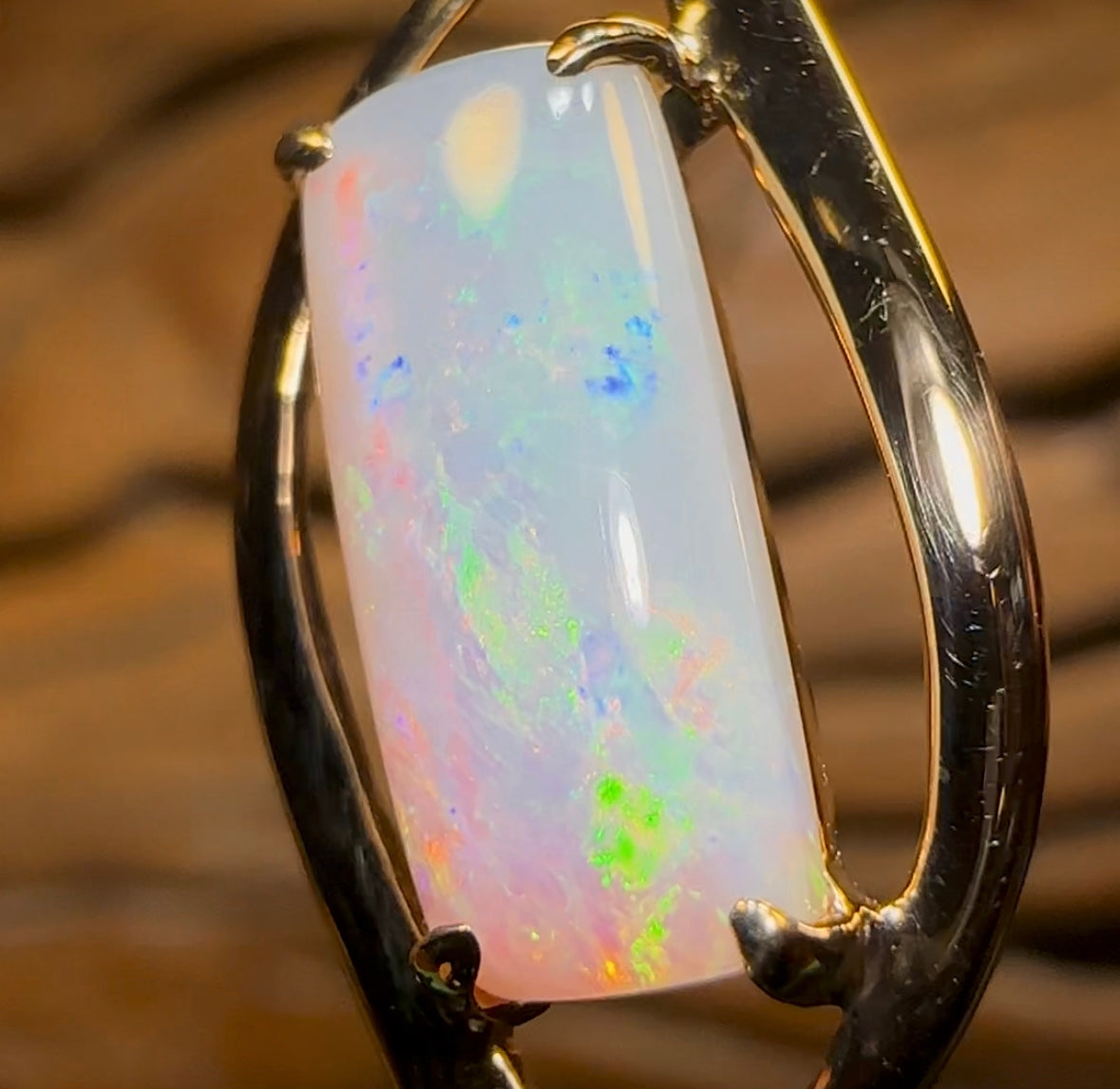 14k Gold - Solid South Australian Crystal Opal Pendant - Opal Whisperers