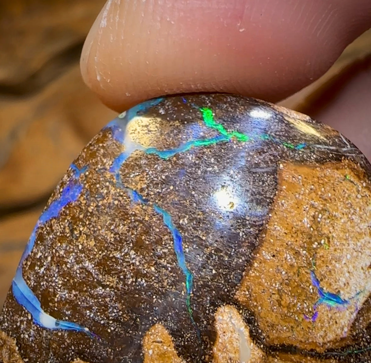 137.6cts - Queensland Boulder Seam Opal from Winton. Double Sided - Opal Whisperers