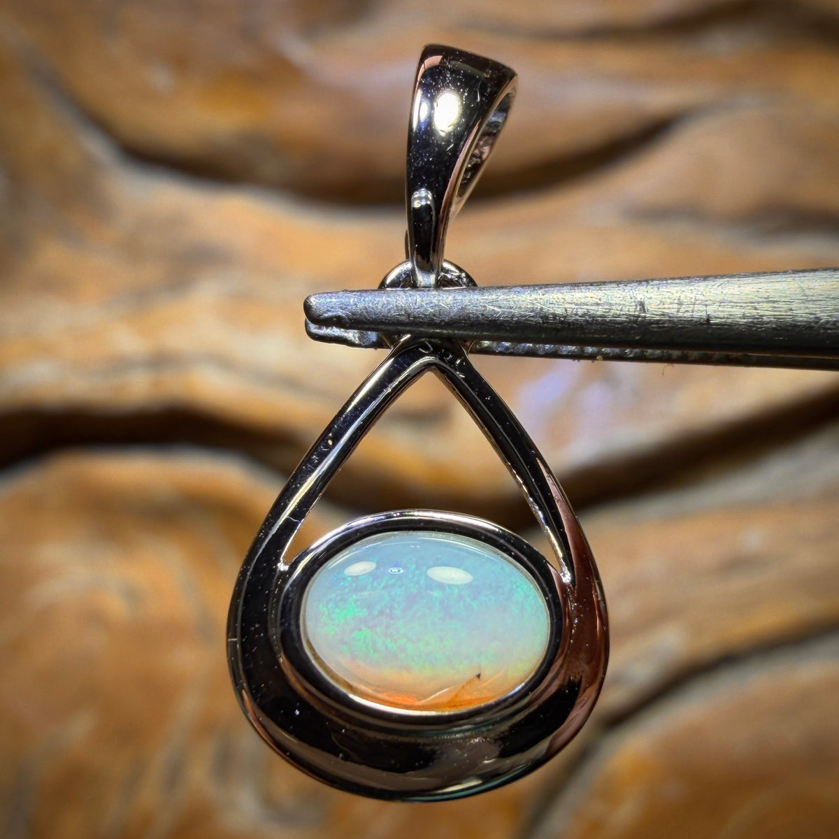 Sterling Silver - Solid South Australian Crystal Opal Pendant